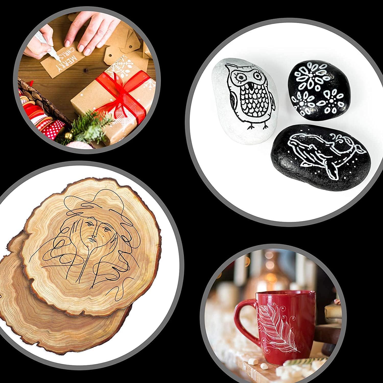 Marcadores de Pintura Acrílica EBOT 0.7mm Paquete de 6 Negro y Blanco