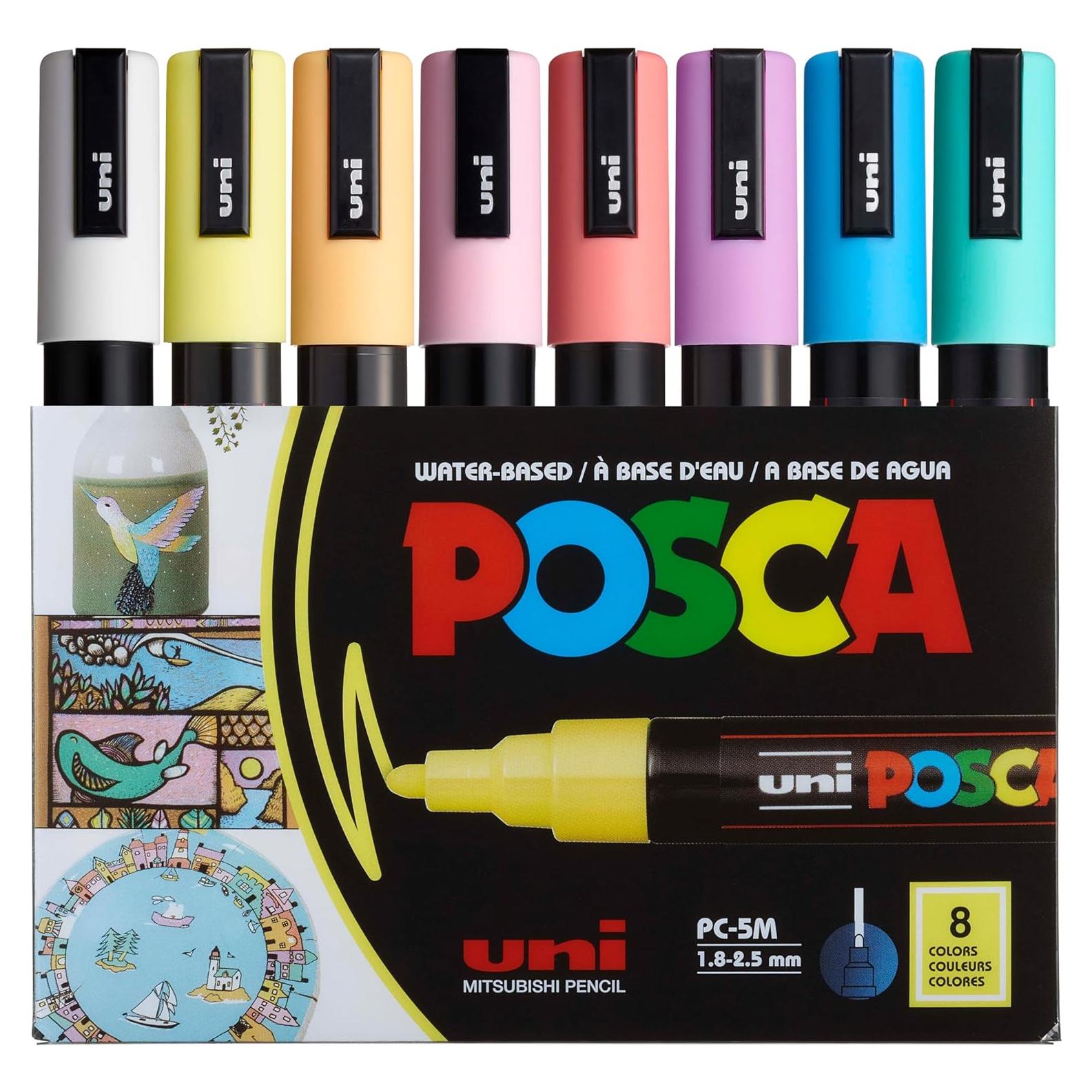 Set de 8 Marcadores Posca Mediana 5M - Colores Suaves