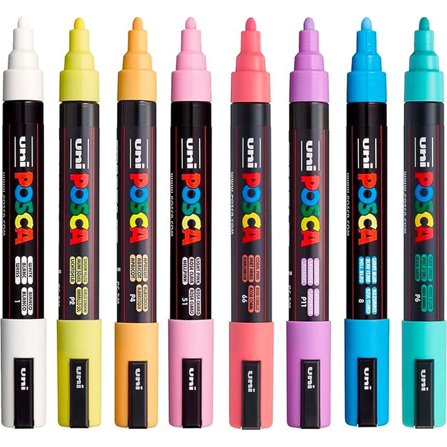 Set de 8 Marcadores Posca Mediana 5M - Colores Suaves
