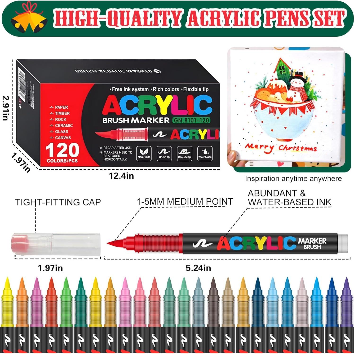 Marcadores de Pintura Acrílica Amamao 120 Colores Multicolor