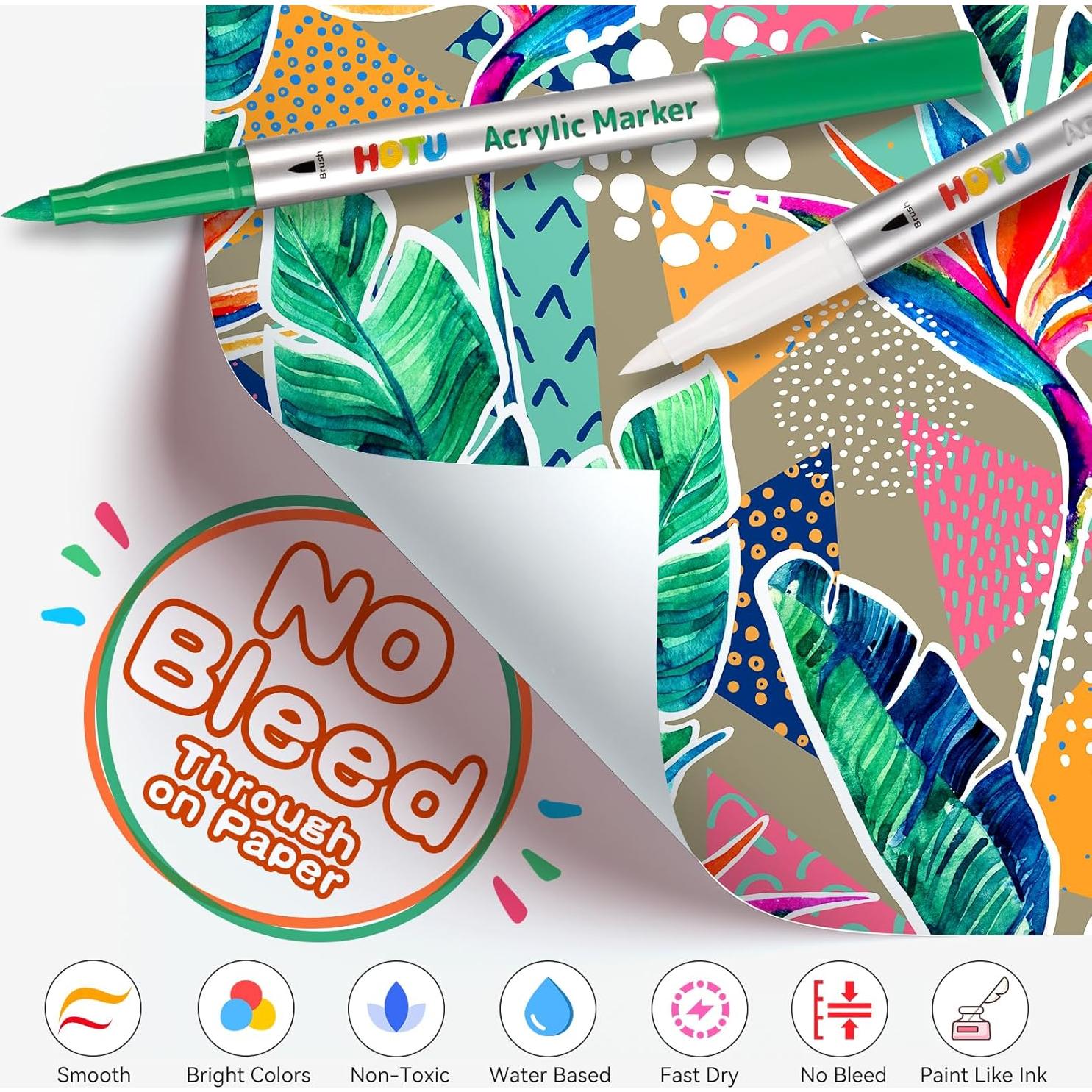 Marcadores de Pintura Acrílica Punta Pincel HOTU 18 Colores