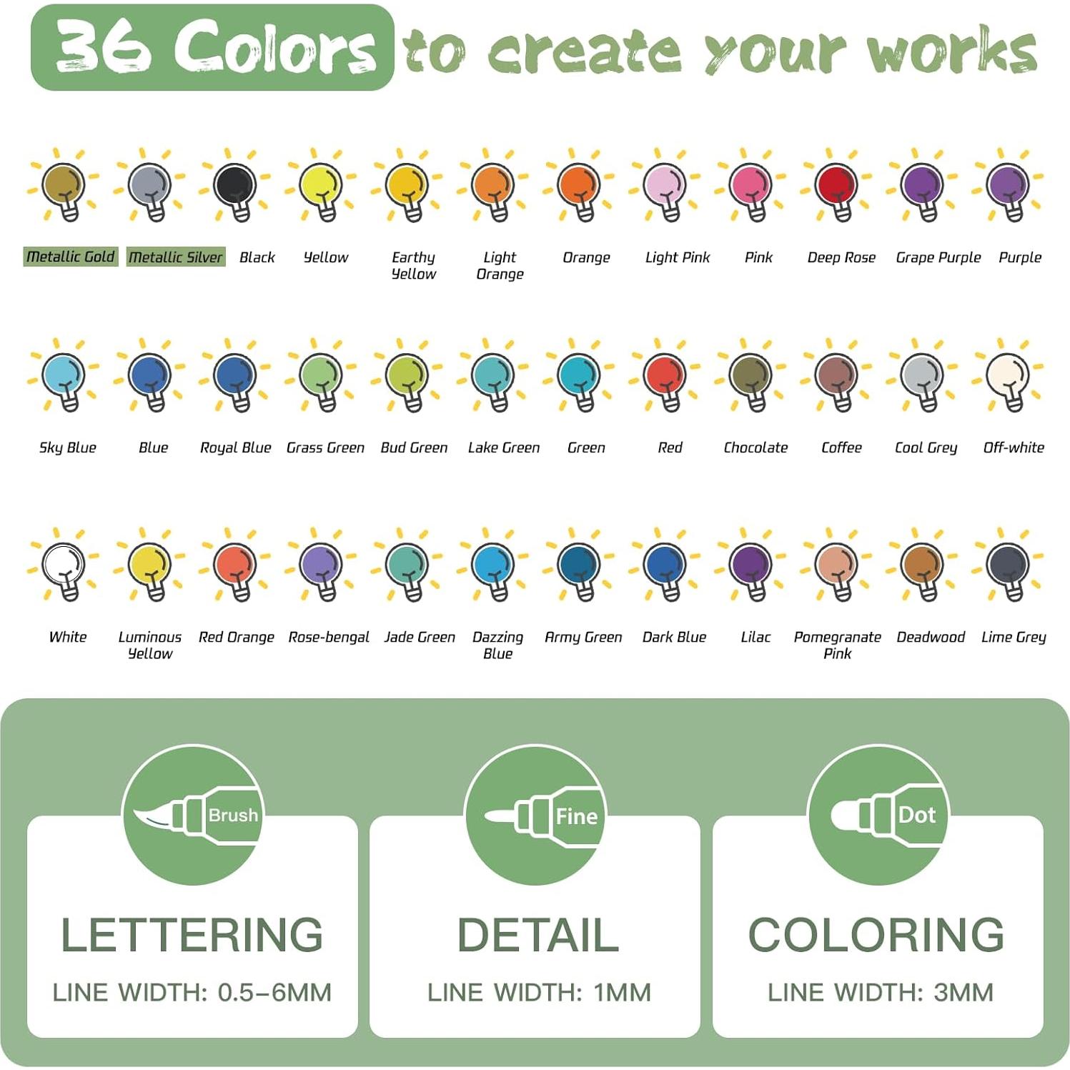 Marcadores de Pintura Acrílica SPACEZHUA 36 Colores Ecológicos