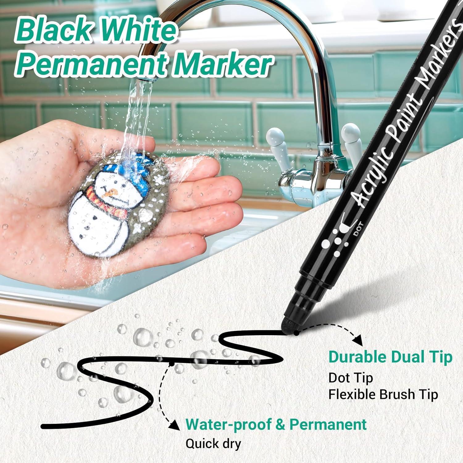 Marcadores Acrílicos Permanentes AKARUED - Paquete de 12 - Punta Doble