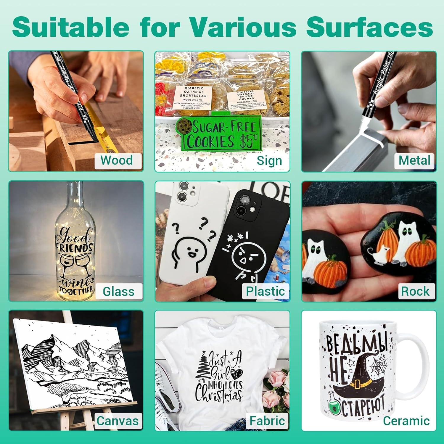 Marcadores Acrílicos Permanentes AKARUED - Paquete de 12 - Punta Doble