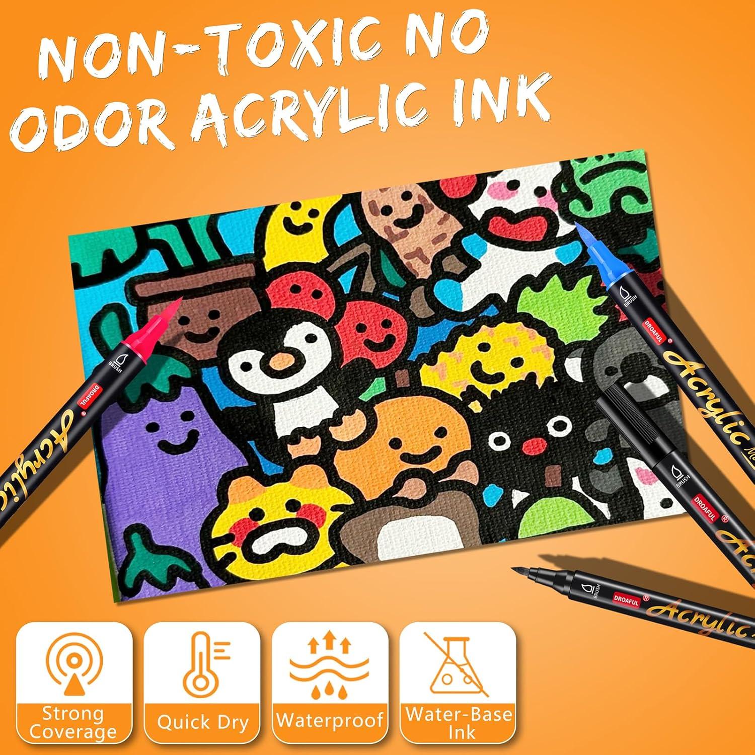 Marcadores de Pintura Acrílica Blanca Droaful - 6 Piezas Doble Punta