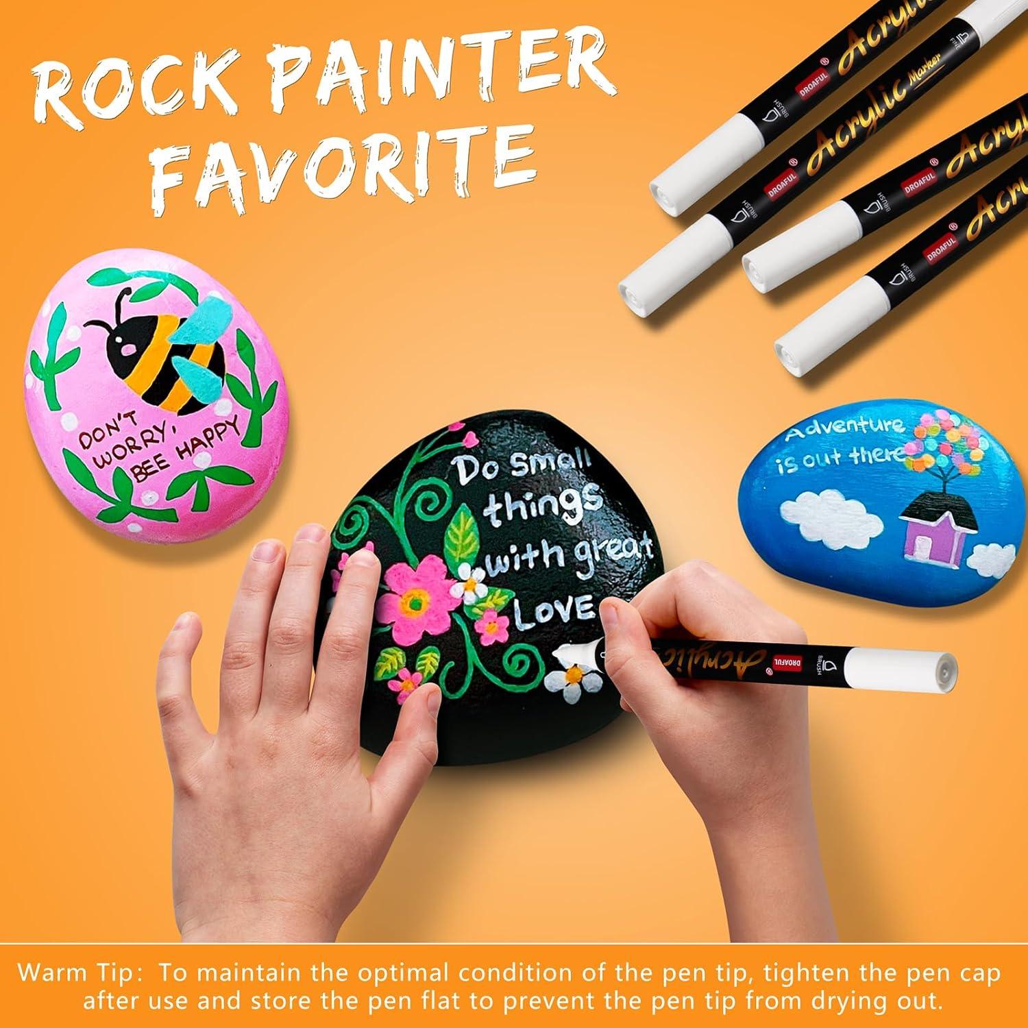 Marcadores de Pintura Acrílica Blanca Droaful - 6 Piezas Doble Punta