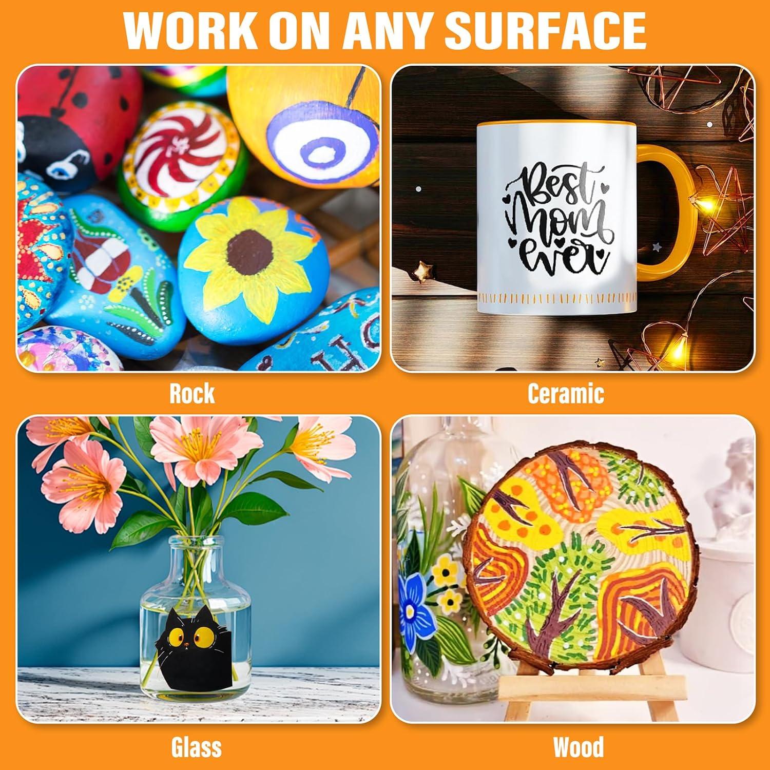 Marcadores de Pintura Acrílica Blanca Droaful - 6 Piezas Doble Punta