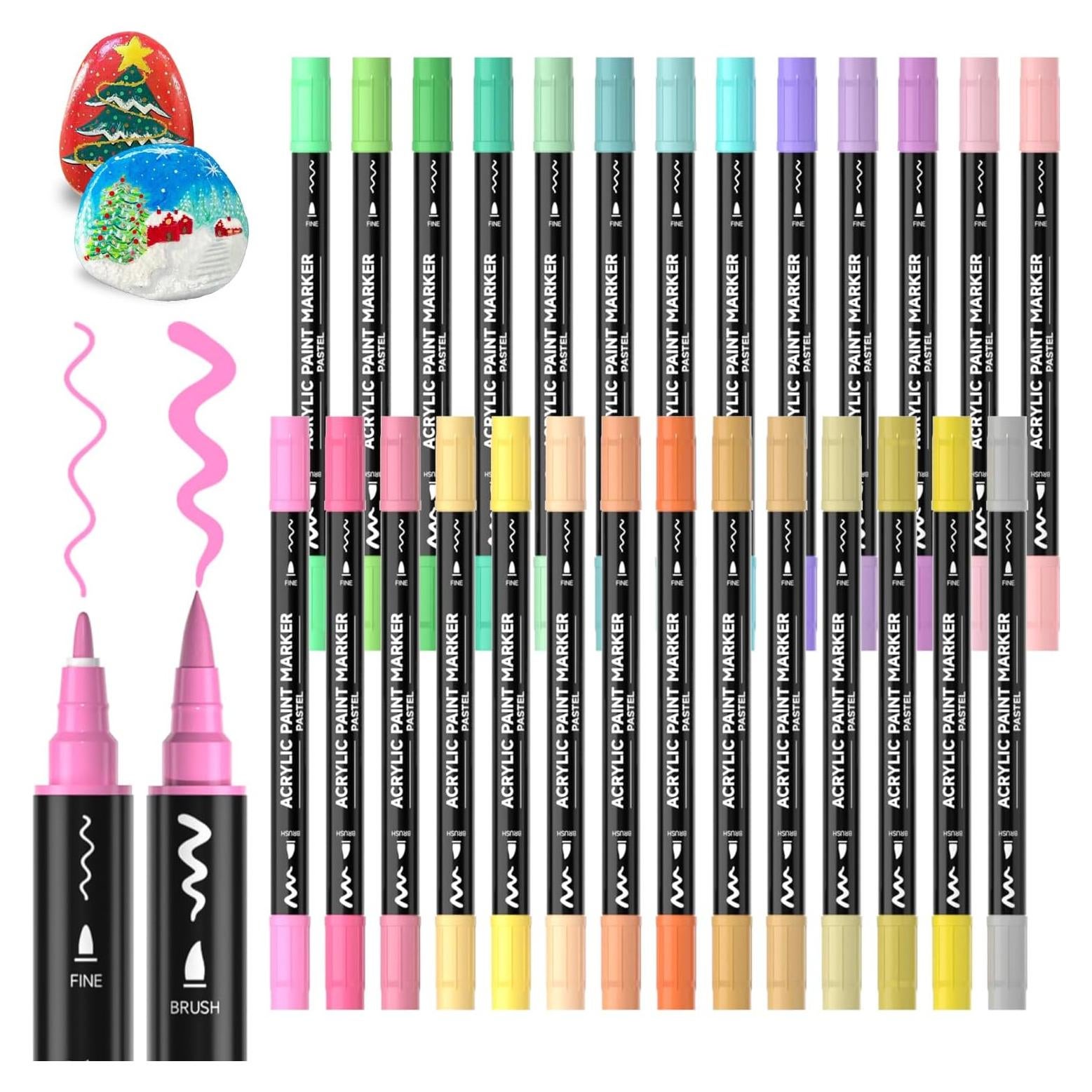 Marcadores de Pintura Acrílica Doble Punta Shuttle Art 28 Colores Pastel