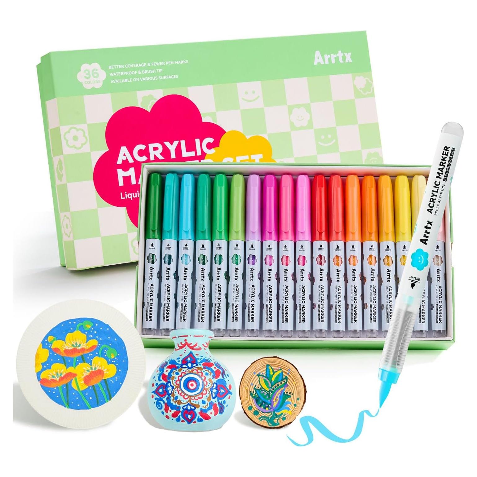 Marcadores de Pintura Acrílica Arrtx 36 Colores Punta de Pincel