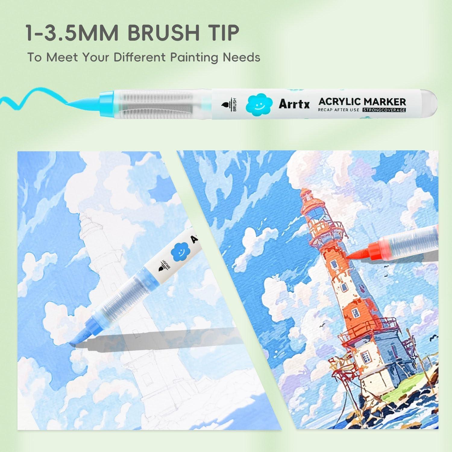 Marcadores de Pintura Acrílica Arrtx 36 Colores Punta de Pincel