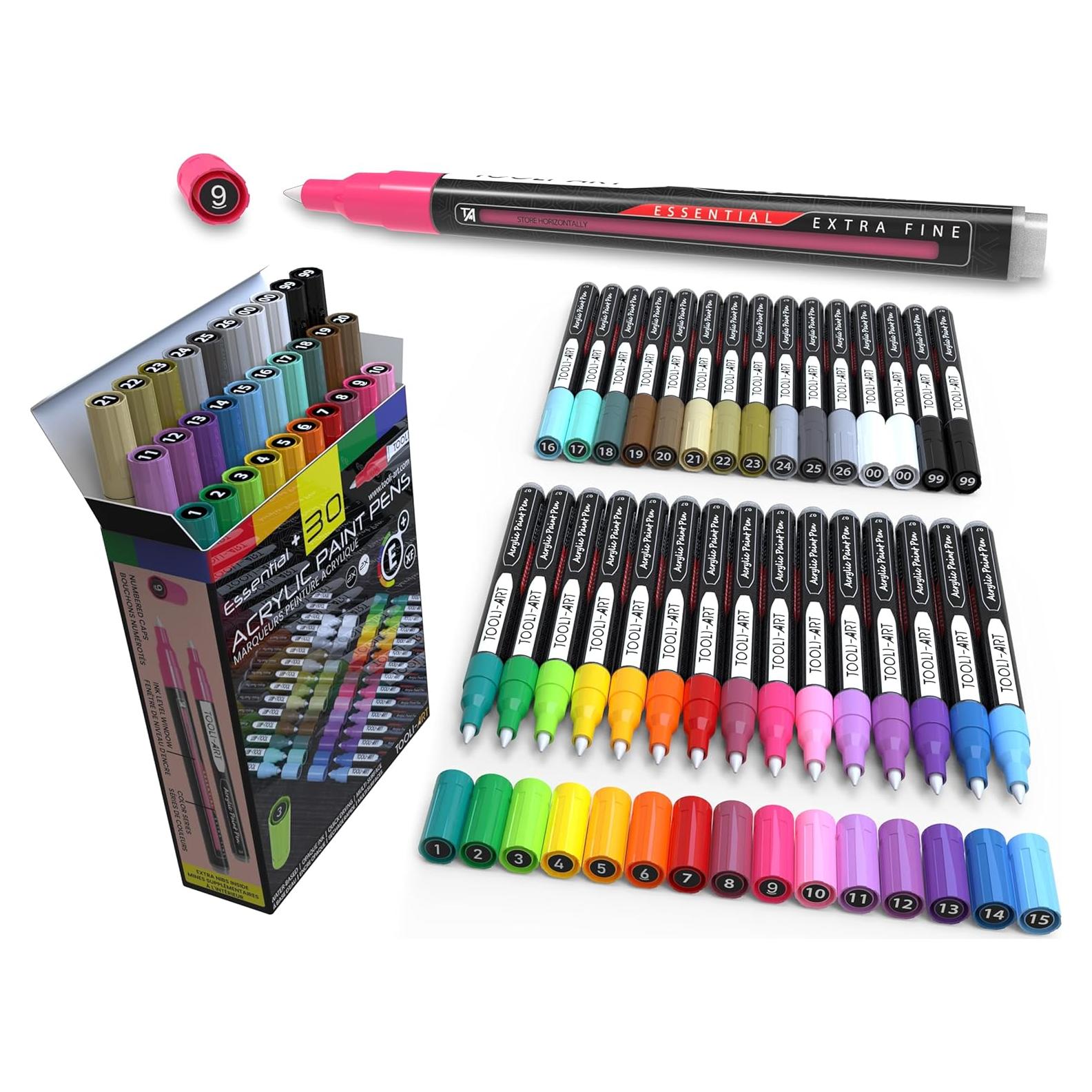 Marcadores de Pintura Acrílica TOOLI-ART 30 Colores Extra Fino