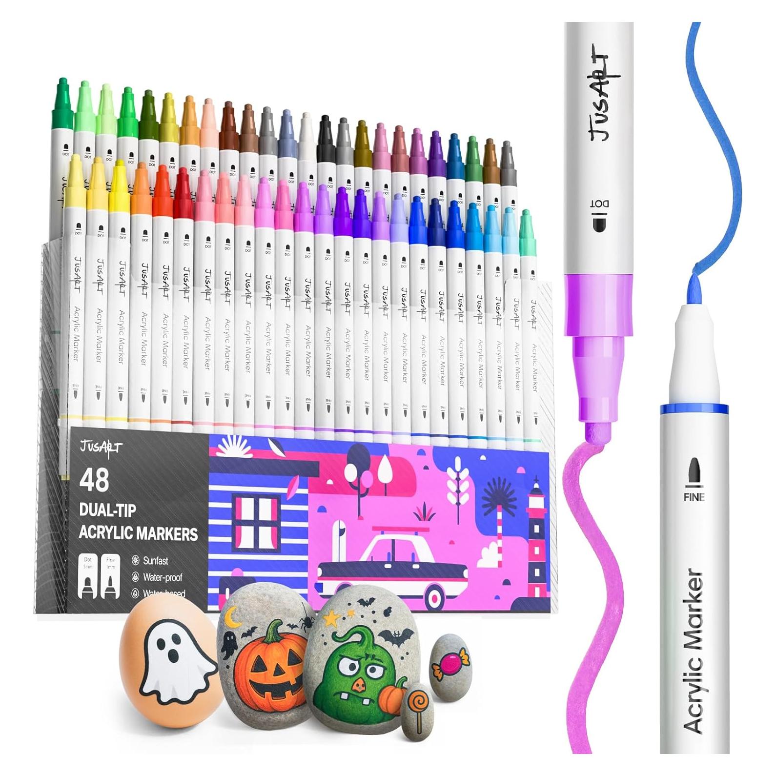 Marcadores de Pintura Acrílica JusArt 48 Colores Doble Punta