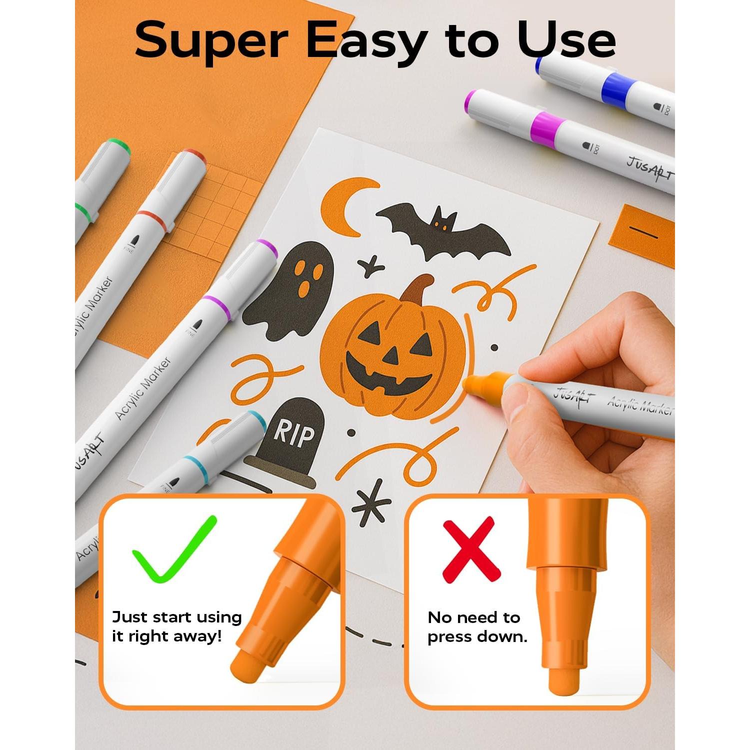 Marcadores de Pintura Acrílica JusArt 48 Colores Doble Punta