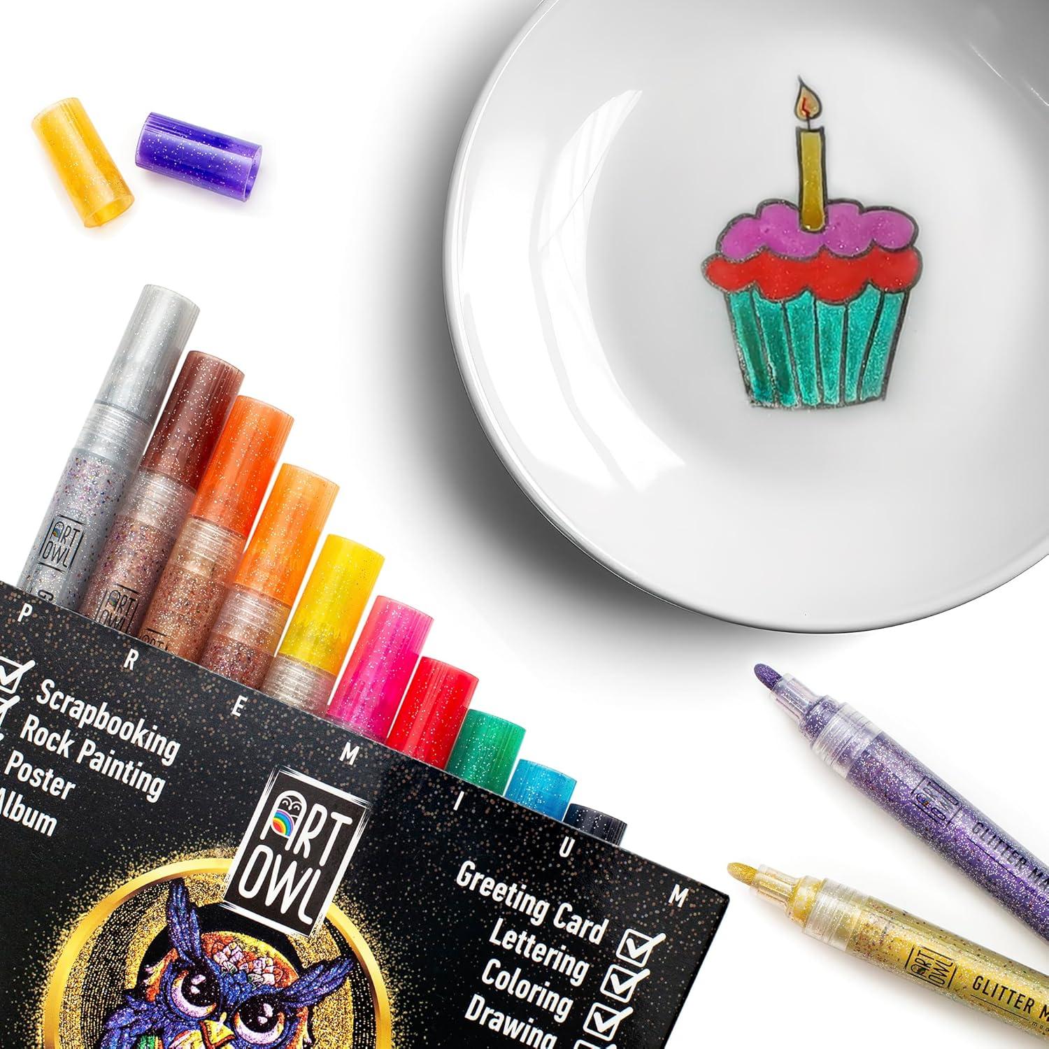 Set de 12 Marcadores Acrílicos Brillantes Art Owl 2-3mm