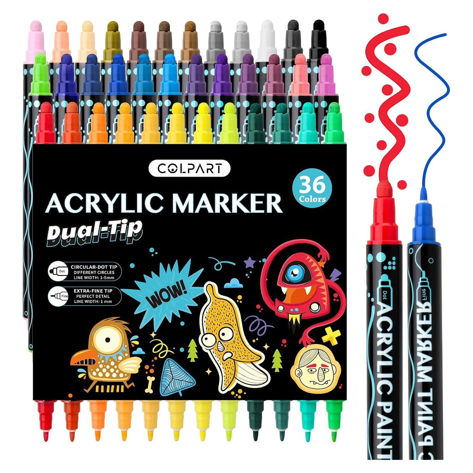 Marcadores de Pintura Acrílica Colpart - 36 Colores Doble Punta