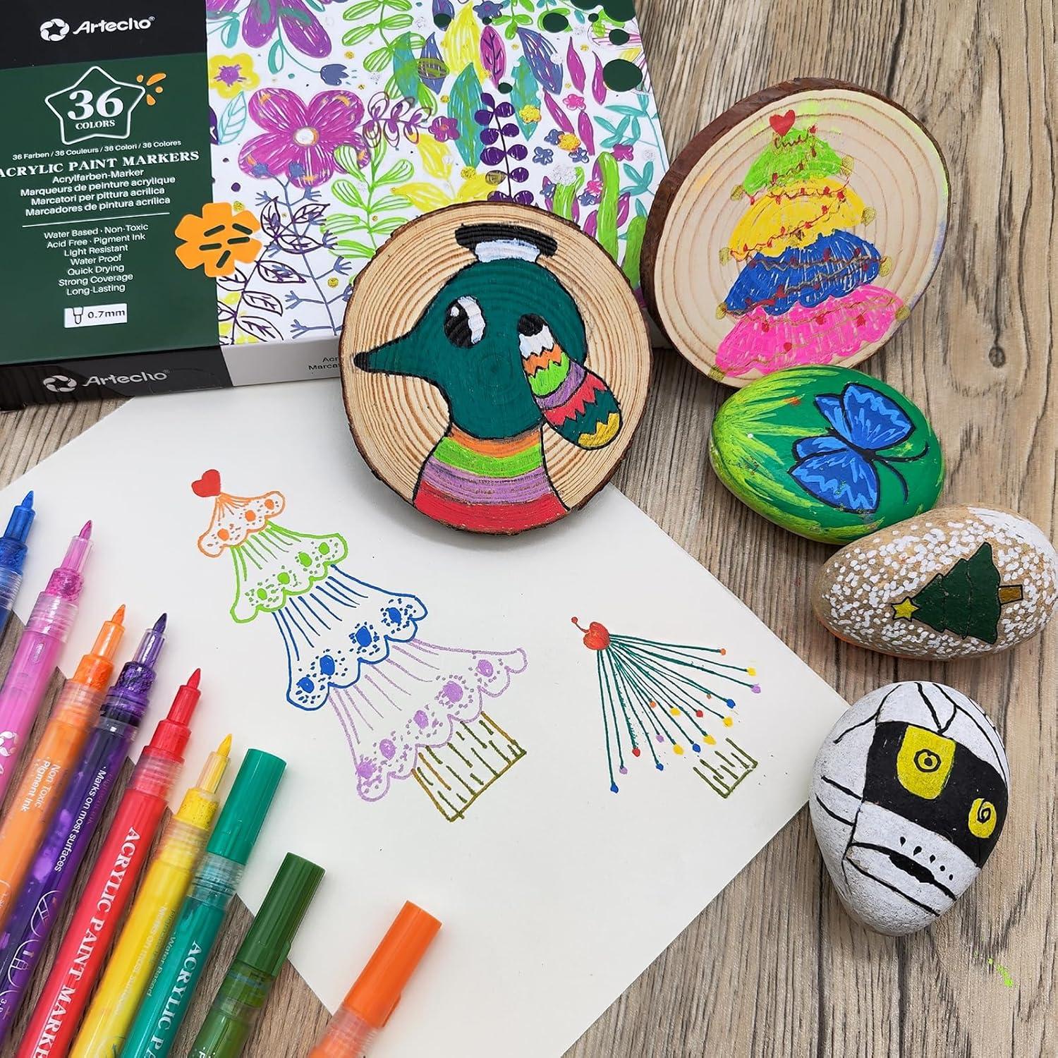 Marcadores de Pintura Acrílica Artecho 36 Colores 0.7mm Punta Fina