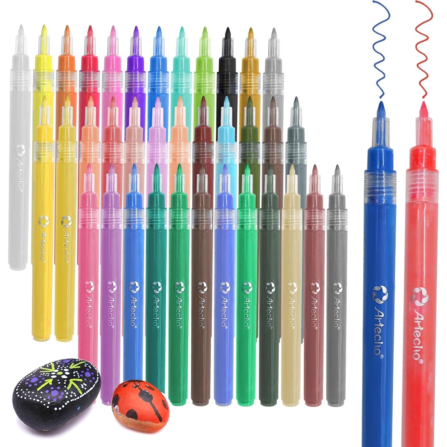 Marcadores de Pintura Acrílica Artecho 36 Colores 0.7mm Punta Fina