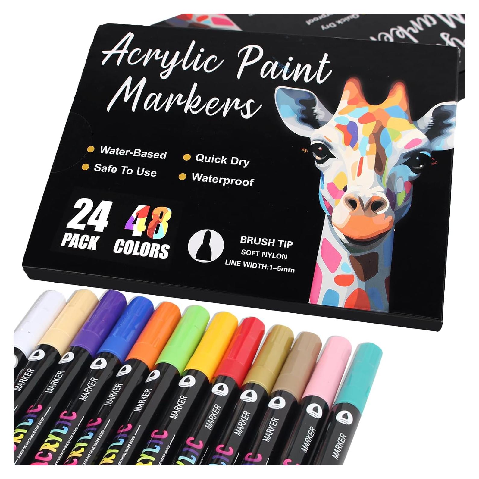 Marcadores Acrílicos Brled 48 Colores Doble Punta Pincel