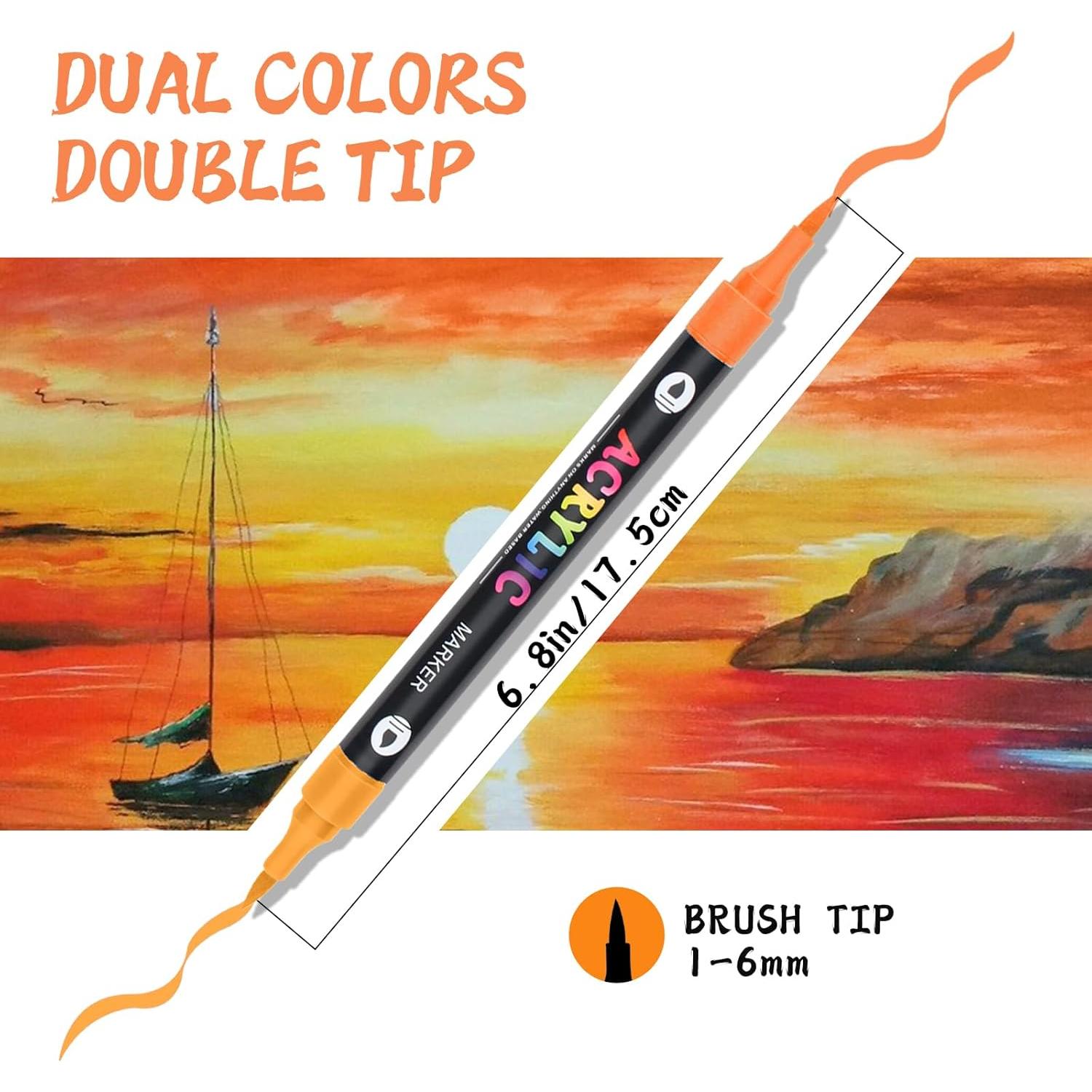 Marcadores Acrílicos Brled 48 Colores Doble Punta Pincel