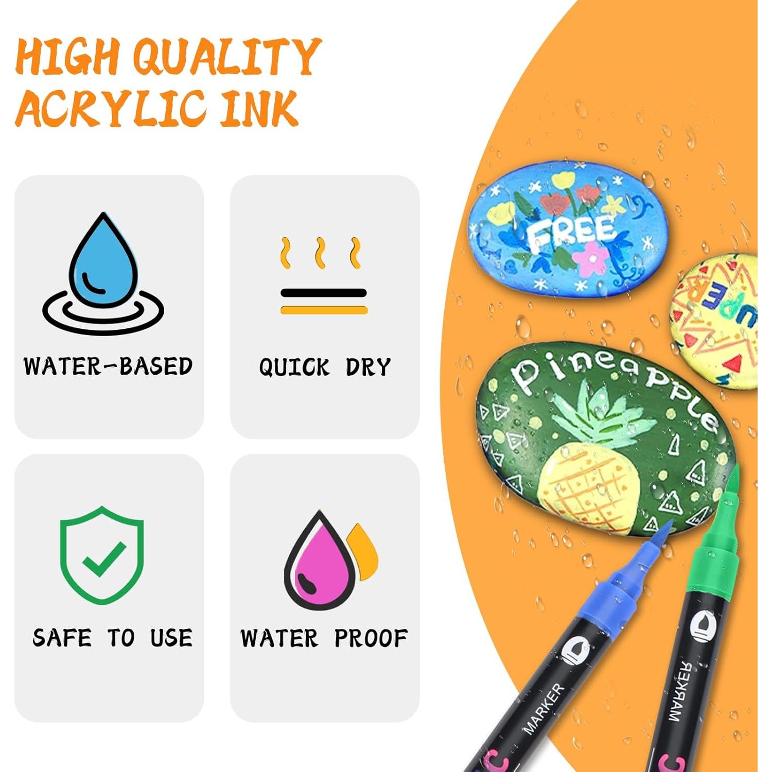 Marcadores Acrílicos Brled 48 Colores Doble Punta Pincel