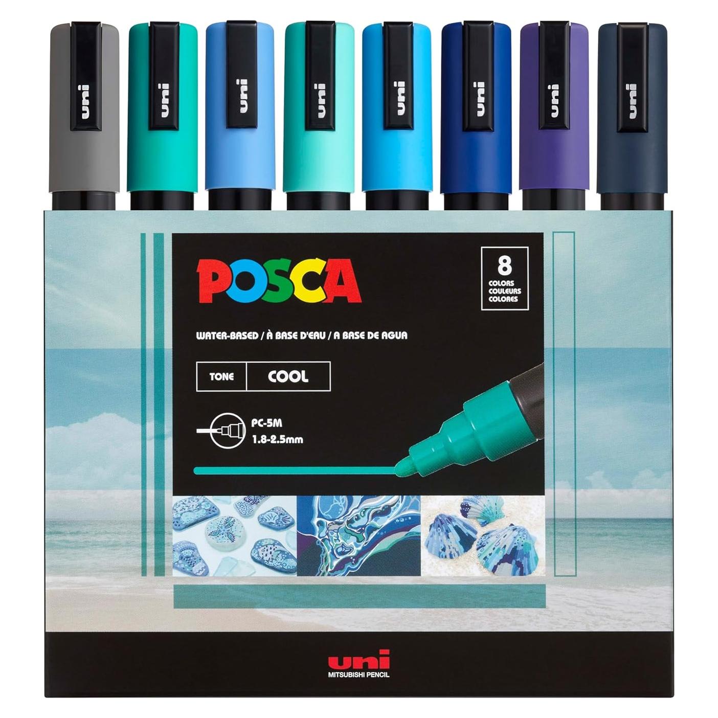 Set de 8 Marcadores Posca PC5M - Tonos Fríos 5M