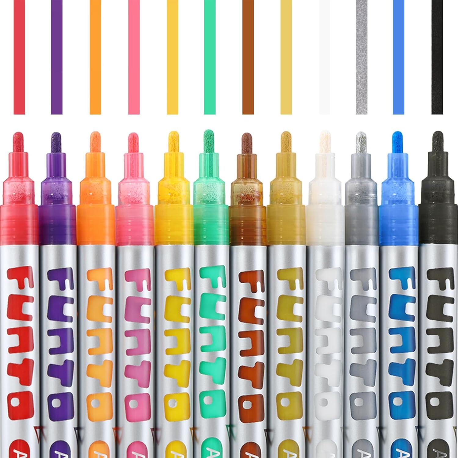 Set de 12 Marcadores de Pintura Acrílica Funto - Multicolor, No Tóxico
