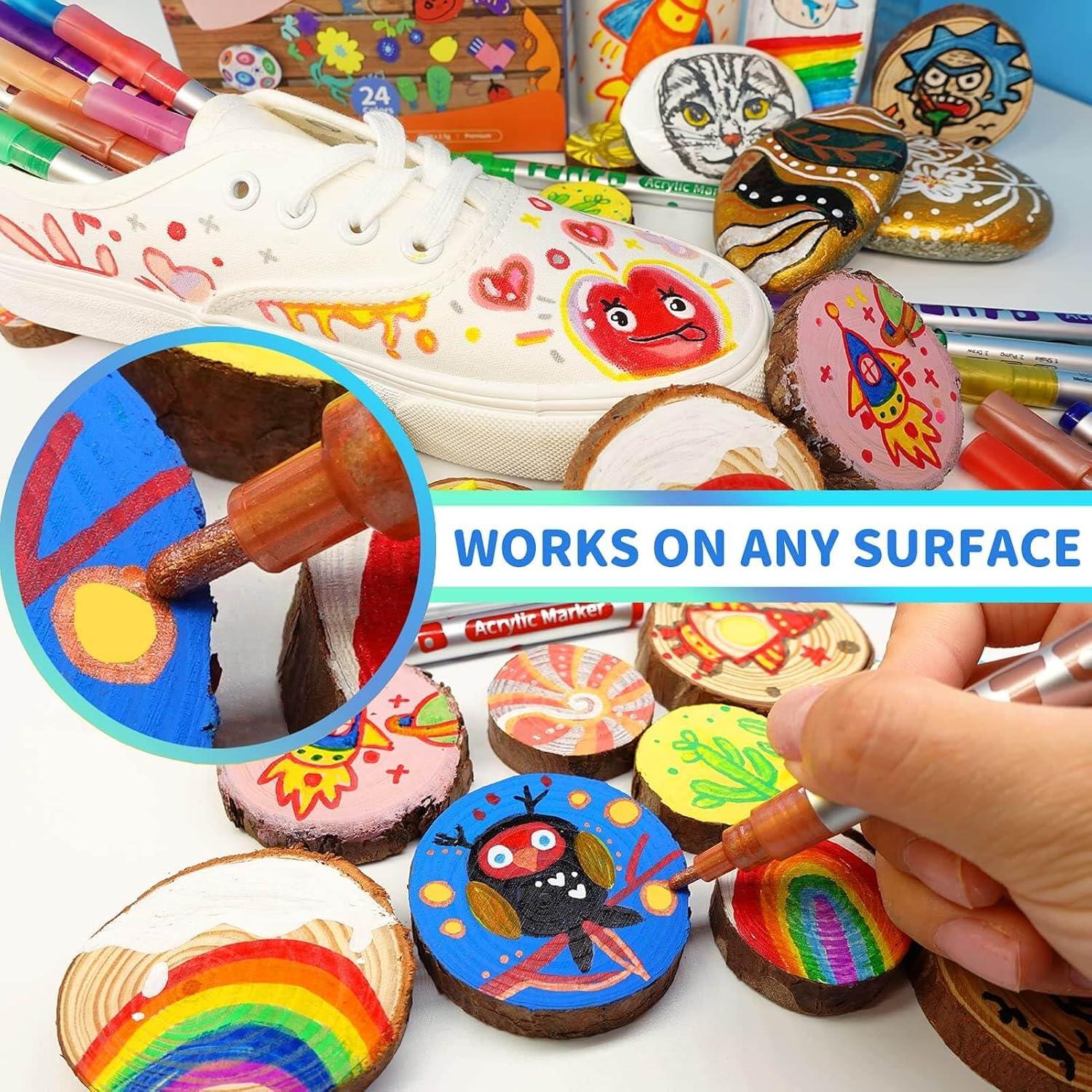 Set de 12 Marcadores de Pintura Acrílica Funto - Multicolor, No Tóxico