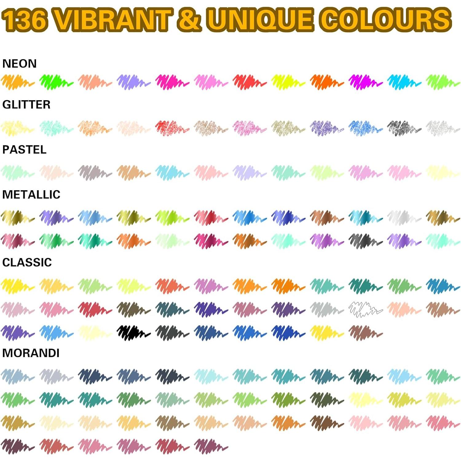 Marcadores de Pintura Acrílica NICETY 136 Colores Punta Fina