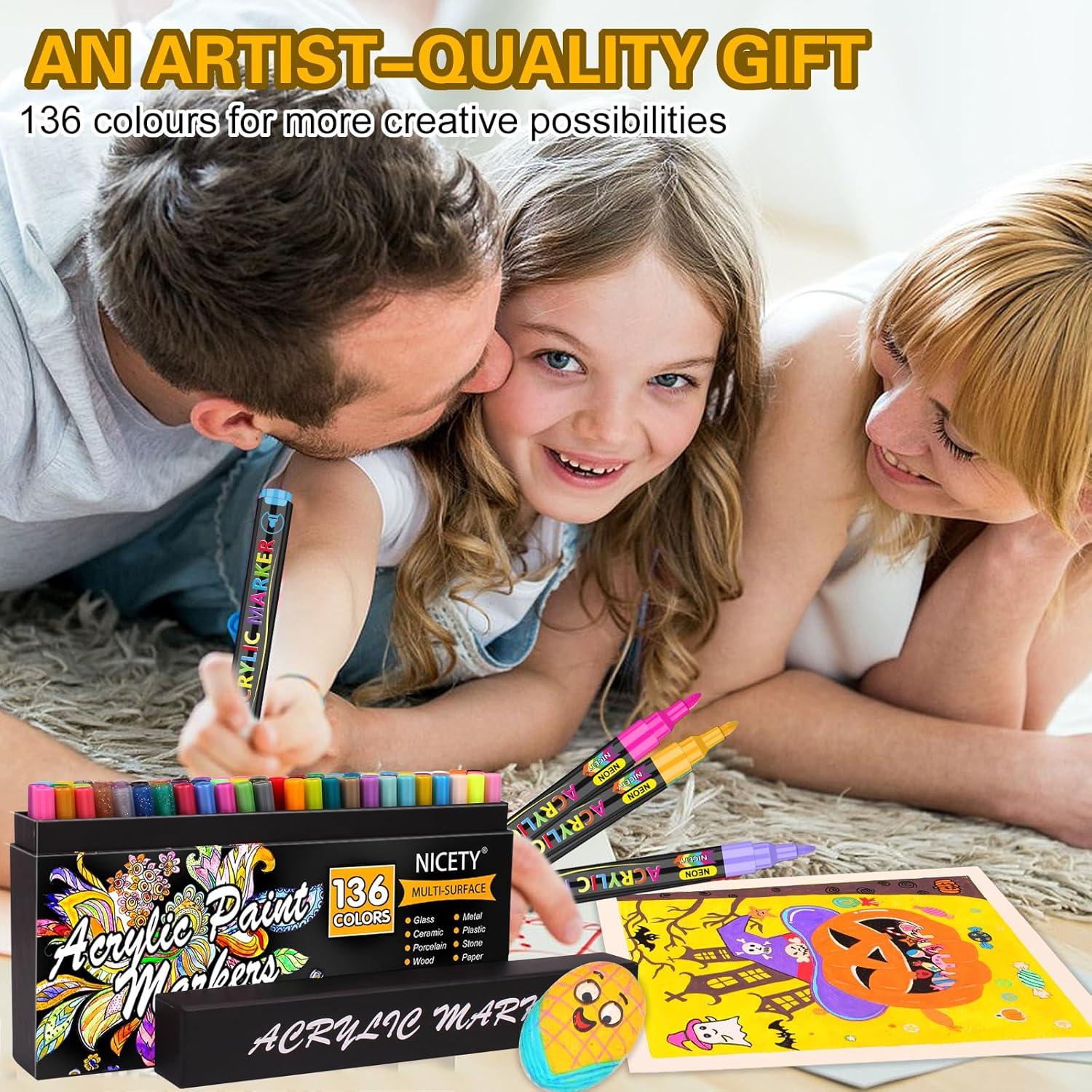 Marcadores de Pintura Acrílica NICETY 136 Colores Punta Fina