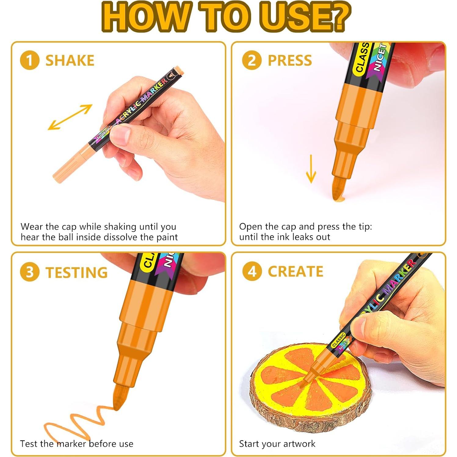 Marcadores de Pintura Acrílica NICETY 136 Colores Punta Fina