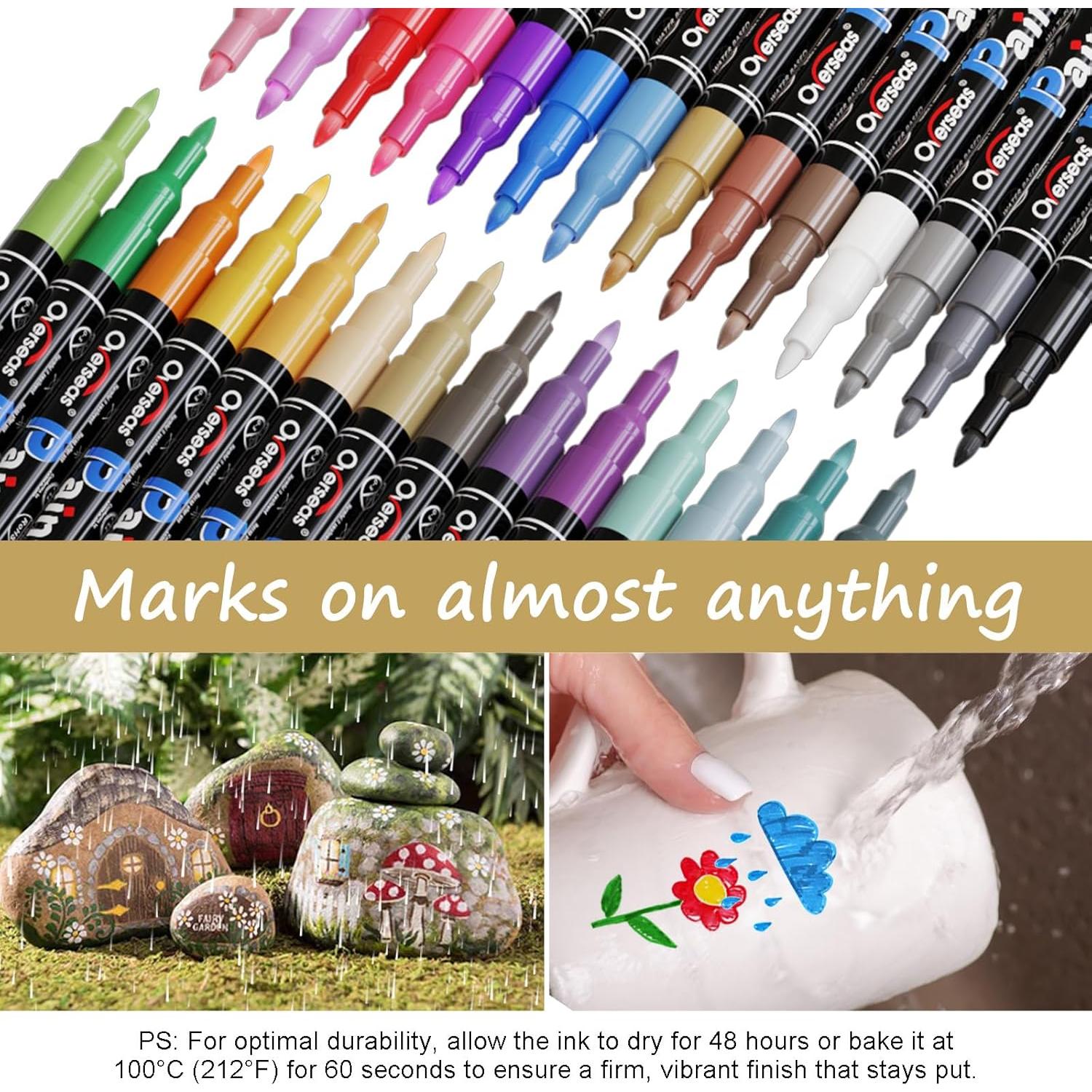 Marcadores Permanentes Acrílicos Overseas Verde 0.7mm - Paquete de 12