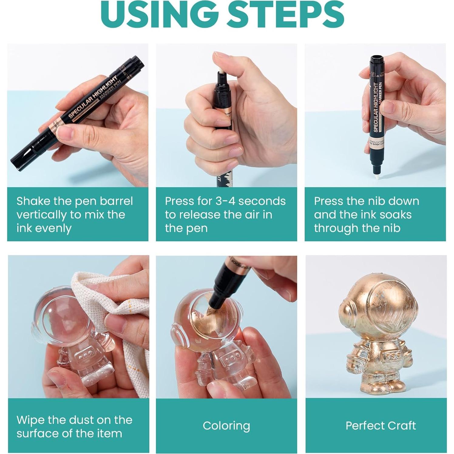 Marcadores Cromados Resiners 4 Colores 2-5mm para Resina