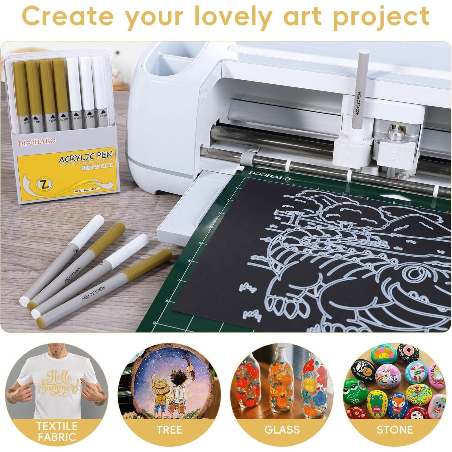 Marcadores Acrílicos DOOHALO 7 Piezas Oro y Plata 1.0 mm