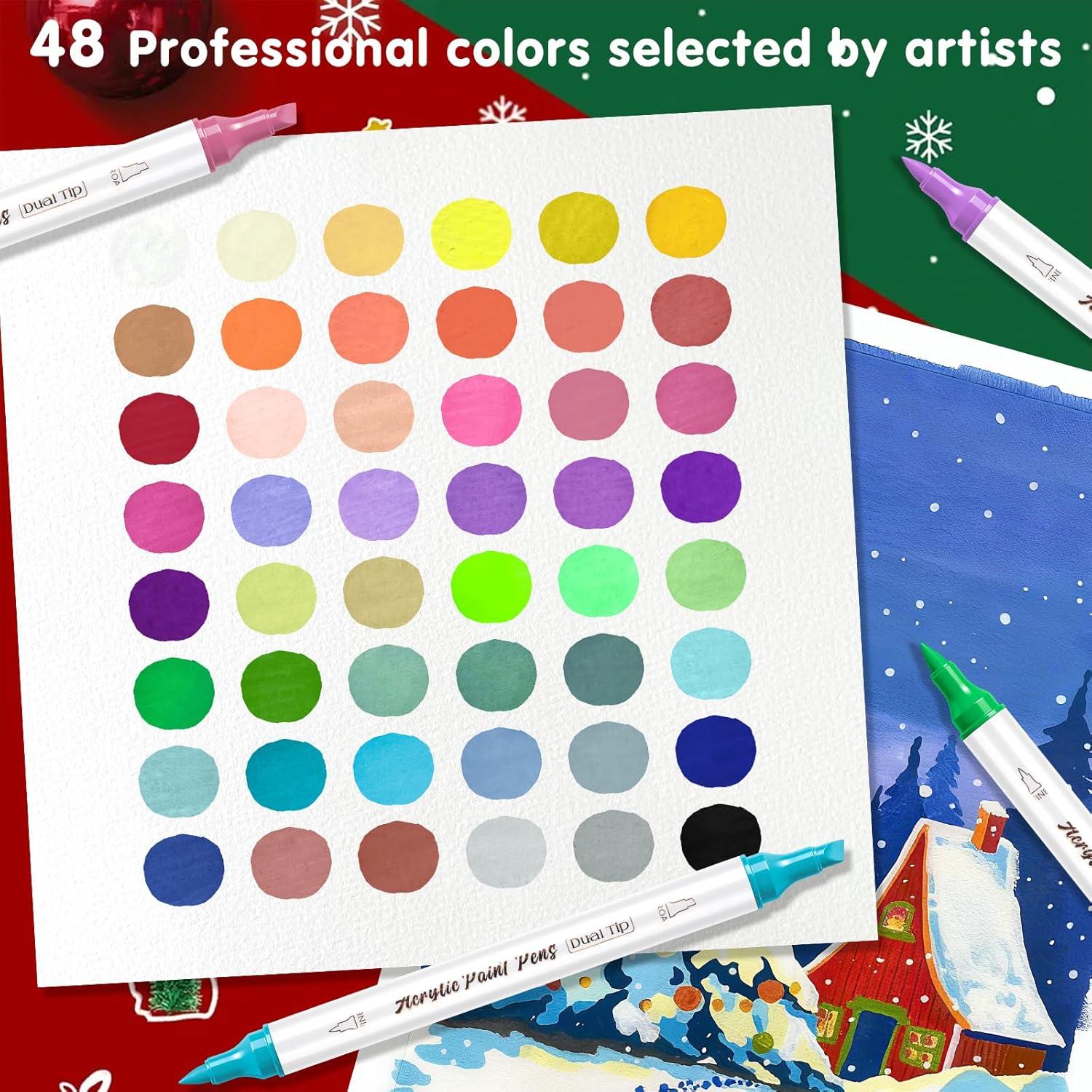 Marcadores de Pintura Acrílica SFAIH 48 Colores Punta Doble