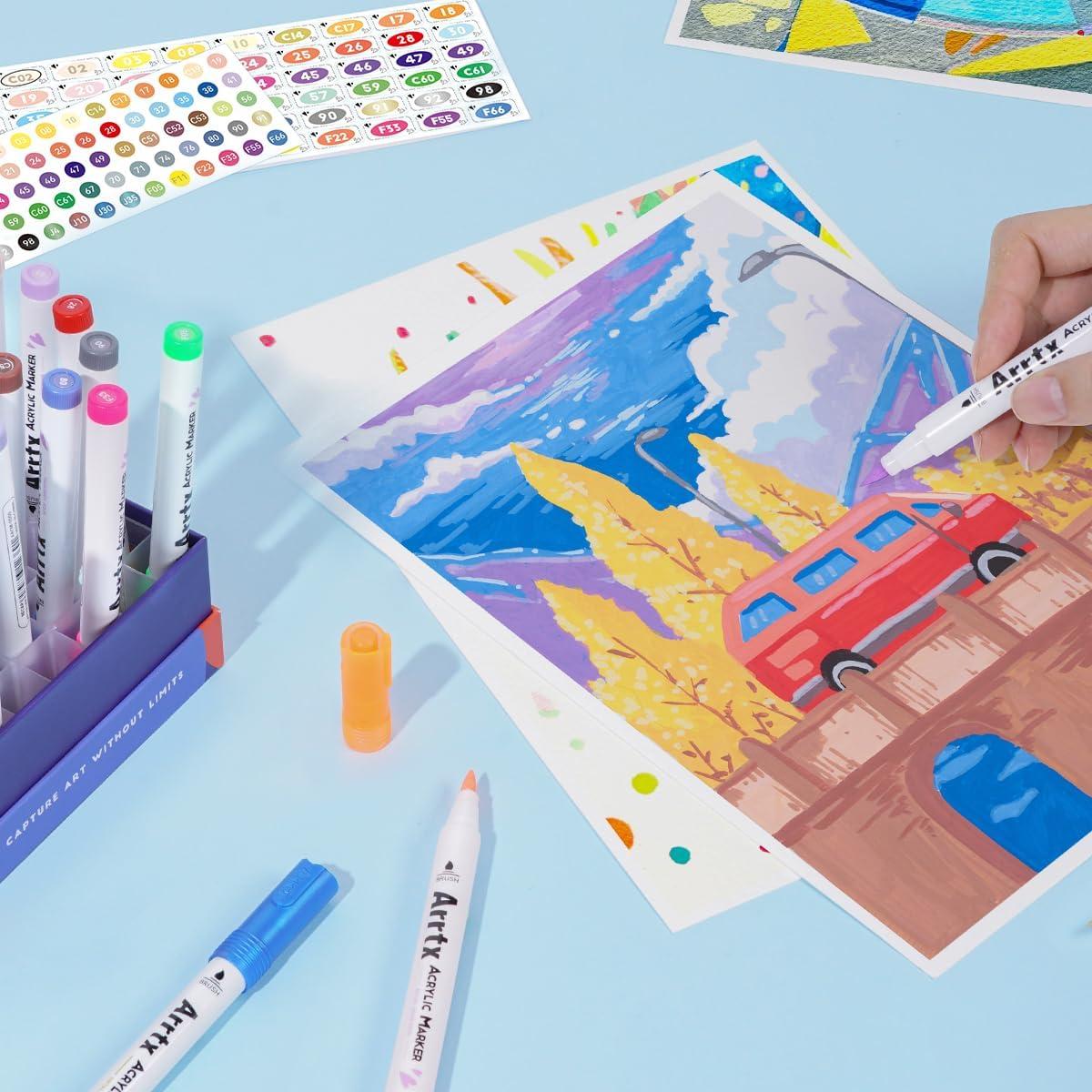 Set de 60 Marcadores Acrílicos Arrtx con Punta de Pincel