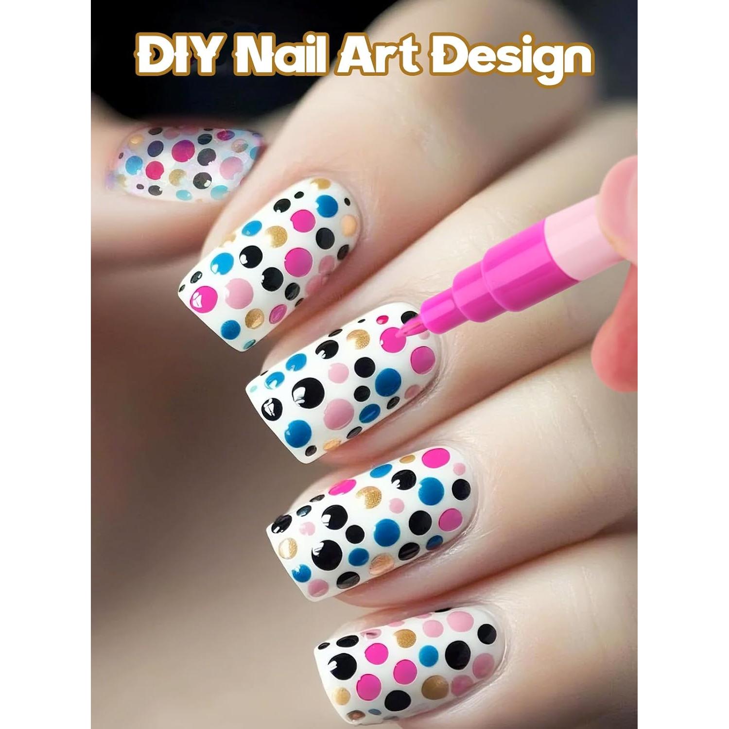 Conjunto de Bolígrafos de Arte de Uñas EBANKU 6 Colores 0.7mm