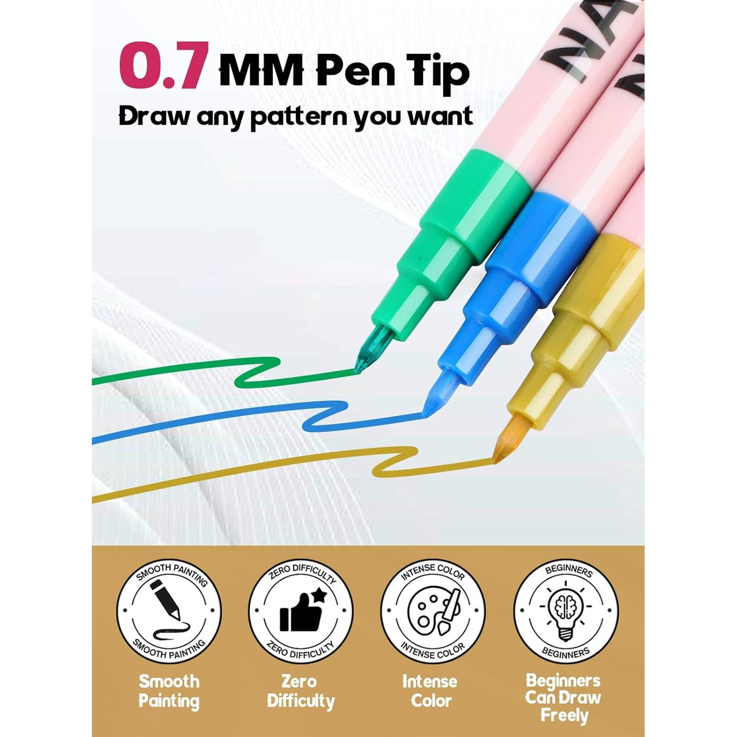 Conjunto de Bolígrafos de Arte de Uñas EBANKU 6 Colores 0.7mm