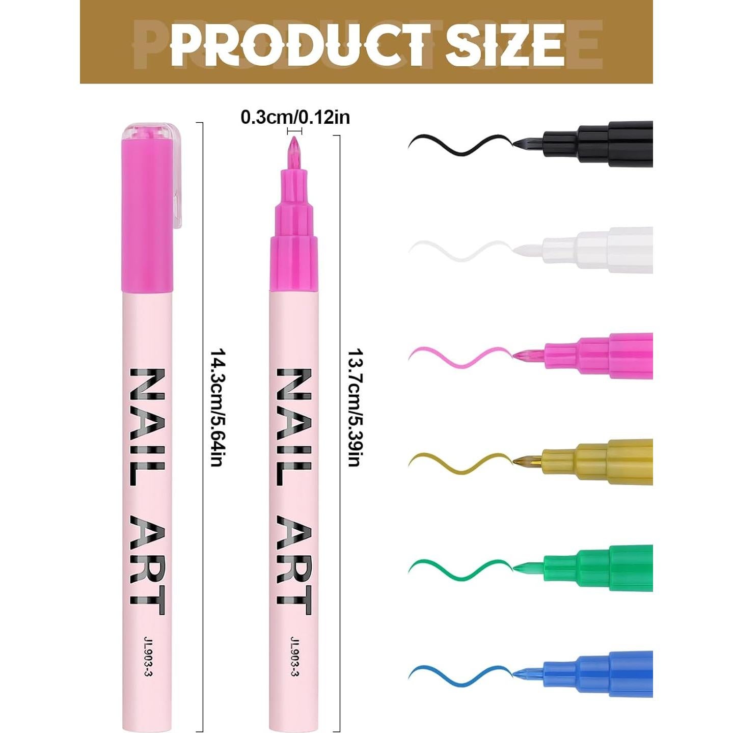 Conjunto de Bolígrafos de Arte de Uñas EBANKU 6 Colores 0.7mm