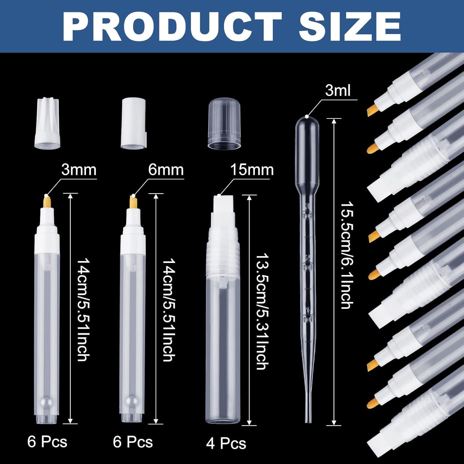 Marcadores de Pintura Acrílica Recargables Sherr 16 Pcs 3-15 mm