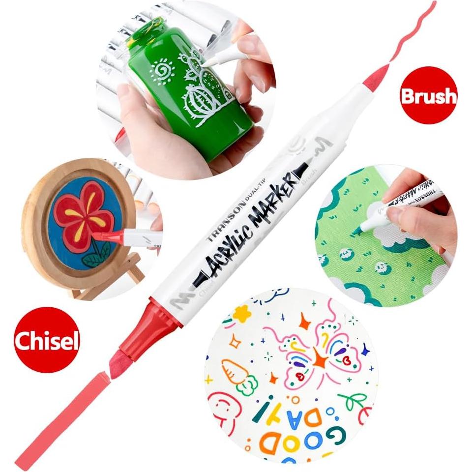 Set de Marcadores Acrílicos Transon de 12 Colores Punta Dual