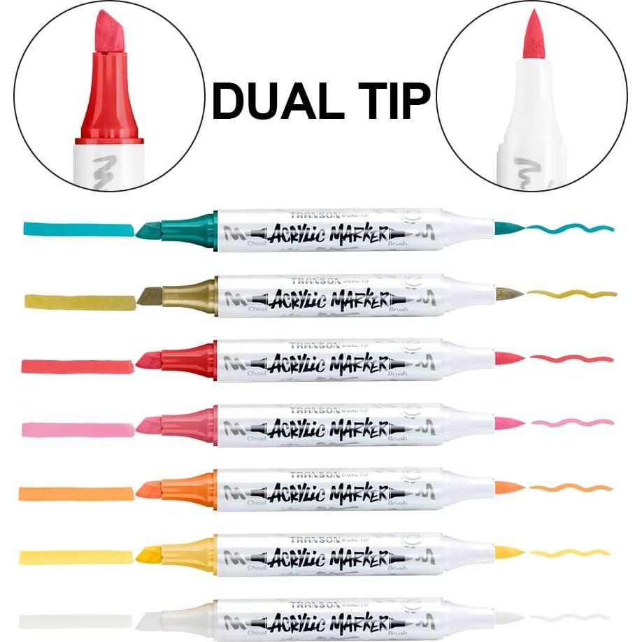 Set de Marcadores Acrílicos Transon de 12 Colores Punta Dual