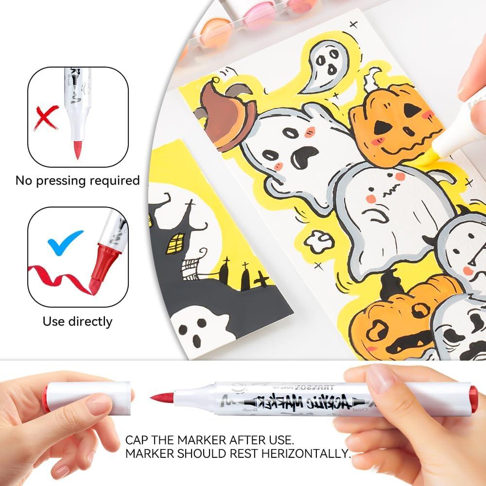 Set de Marcadores Acrílicos Transon de 12 Colores Punta Dual