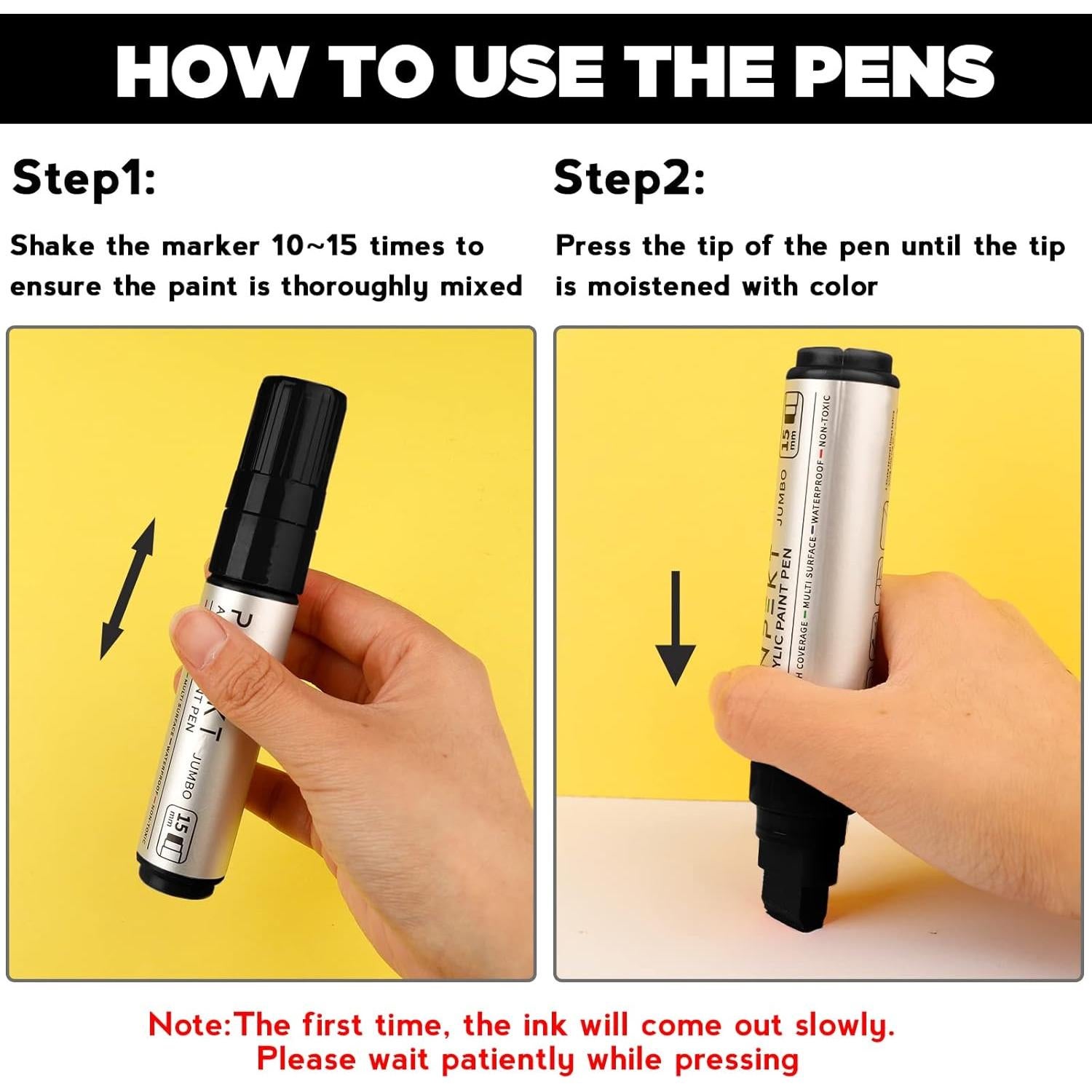 Marcadores de Pintura Acrílica PNPEKT 15mm Negro - 3 Piezas