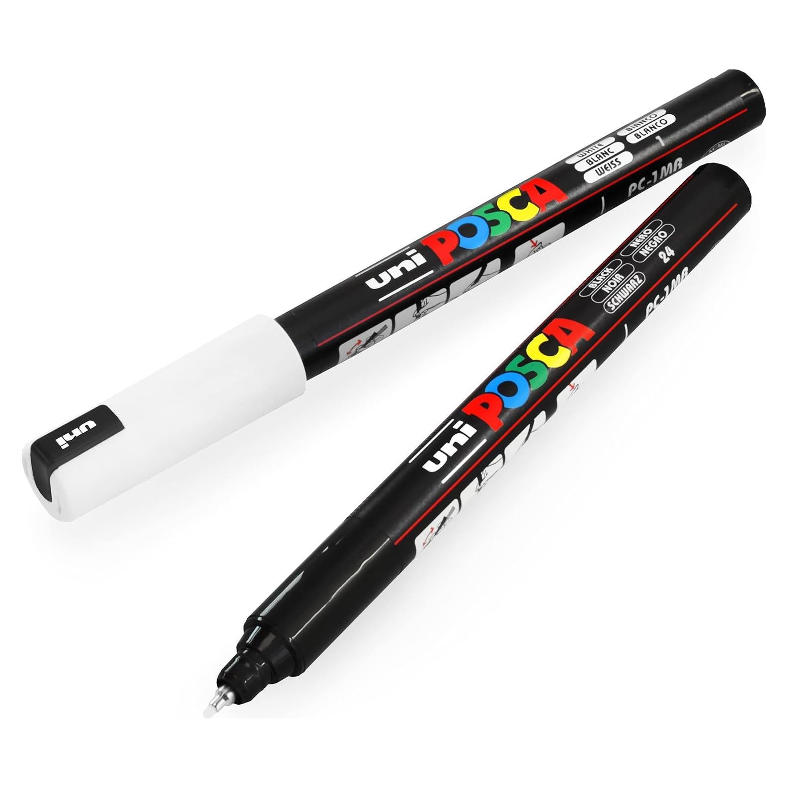 Marcadores de Pintura Posca Uni PC-1MR 0.7mm Negro y Blanco - 2 Unidades