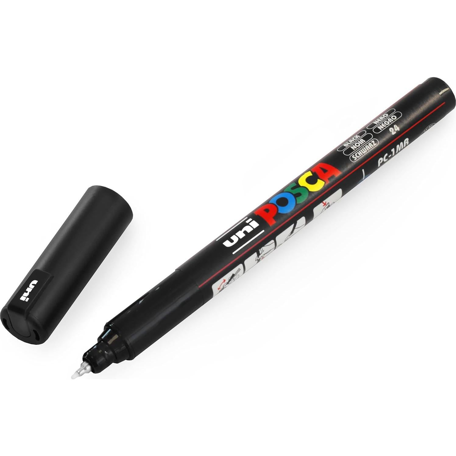 Marcadores de Pintura Posca Uni PC-1MR 0.7mm Negro y Blanco - 2 Unidades