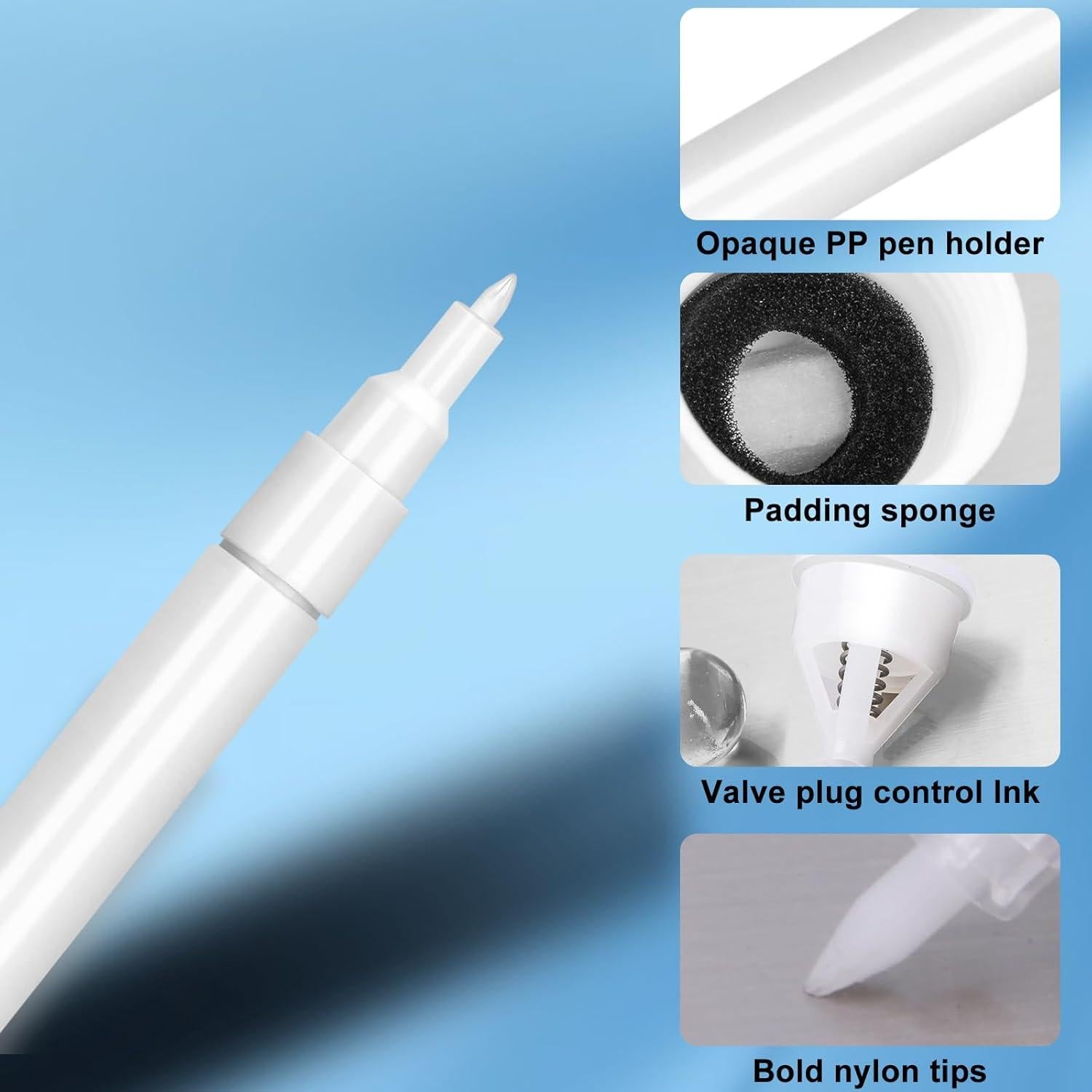 Marcadores de Retoque FULIBAO 2Pcs 0.5mm Extra Fino Blanco