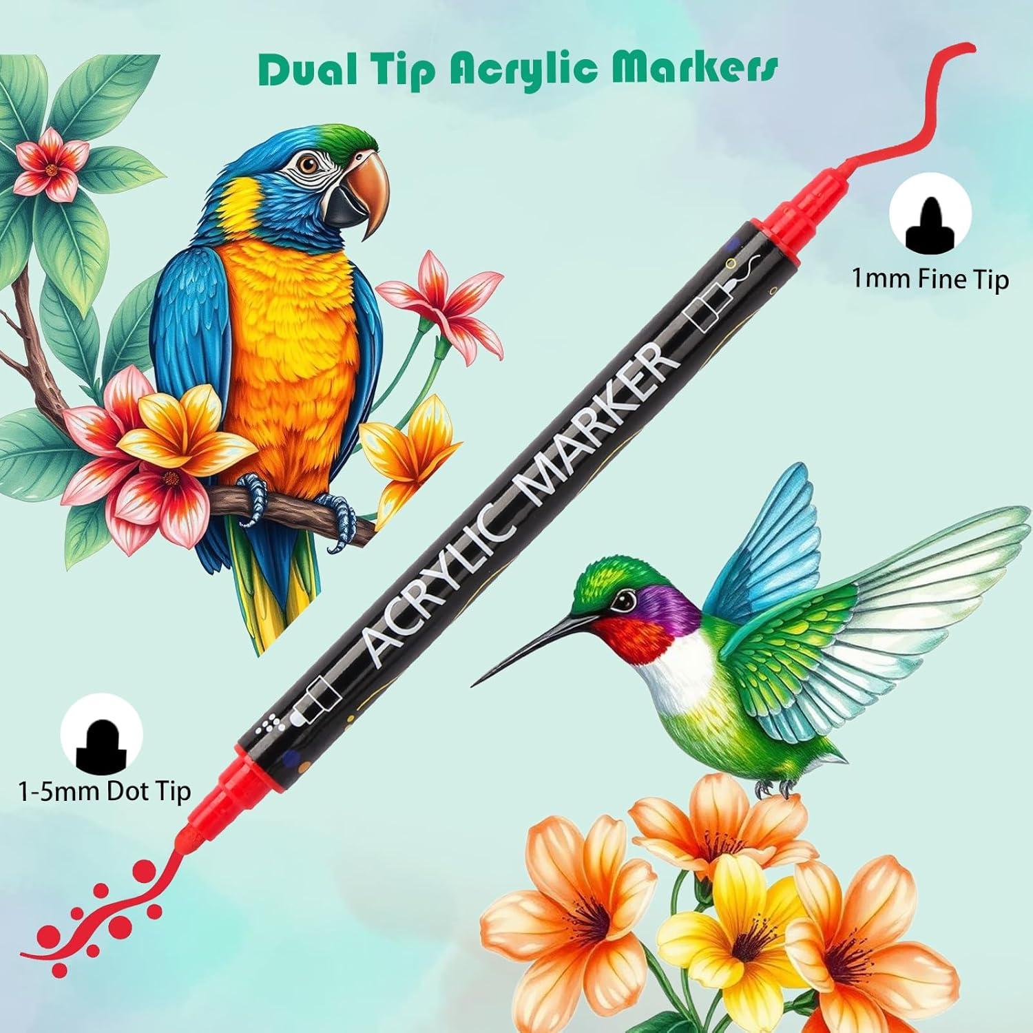 Marcadores Acrílicos AEDAGA 48 Colores Doble Punta 1-5 mm