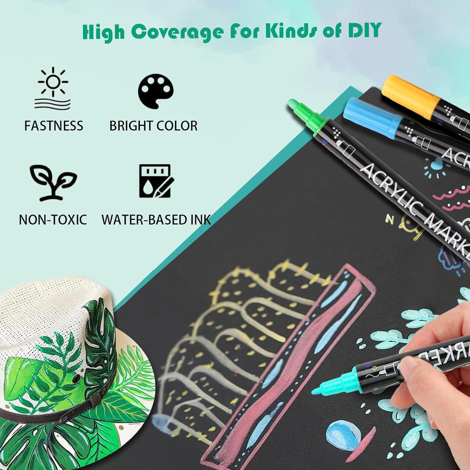 Marcadores Acrílicos AEDAGA 48 Colores Doble Punta 1-5 mm