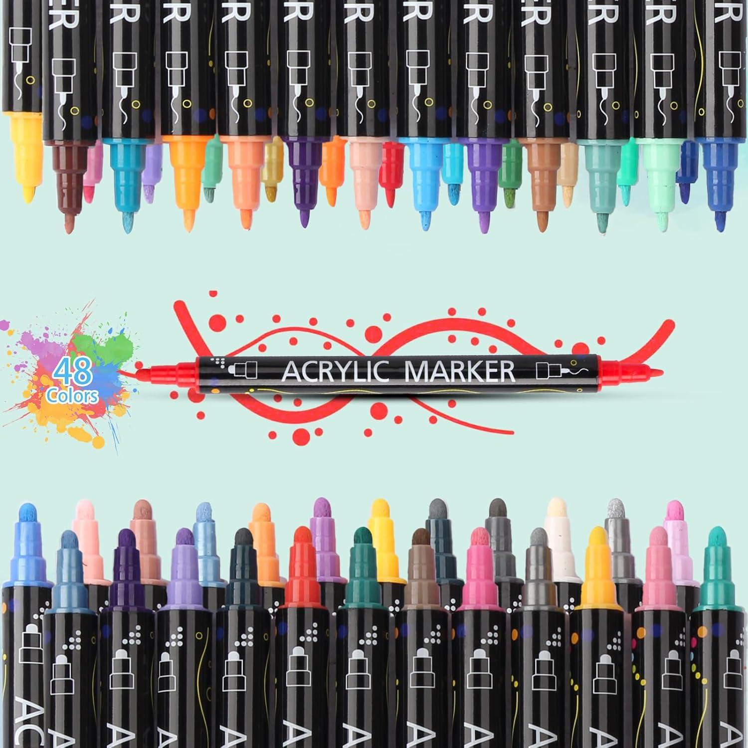 Marcadores Acrílicos AEDAGA 48 Colores Doble Punta 1-5 mm