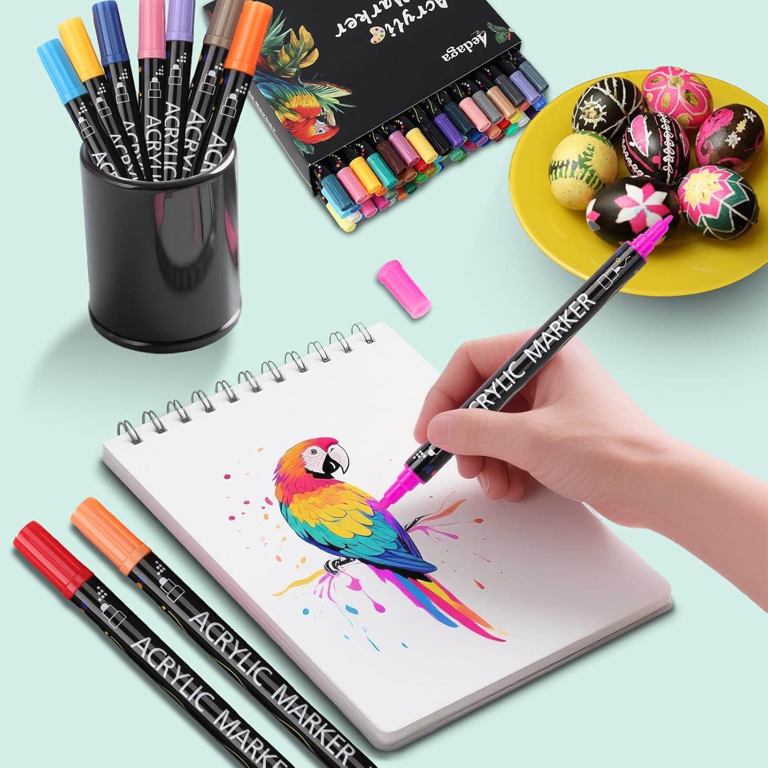 Marcadores Acrílicos AEDAGA 48 Colores Doble Punta 1-5 mm